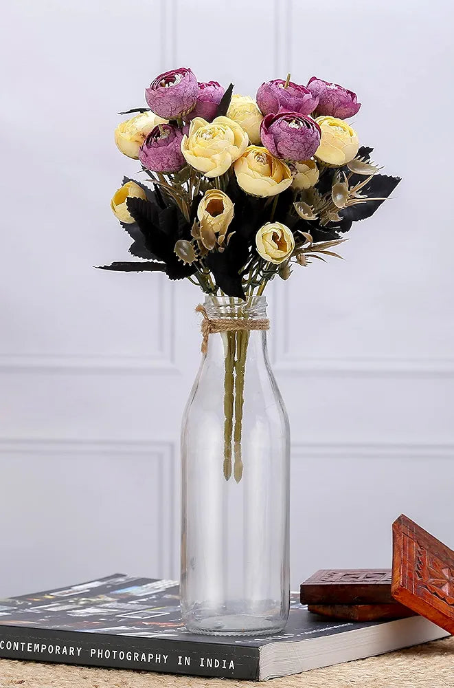 SATYAM KRAFT 2 Pcs Artificial Rose Flower Sticks | Decorative Items for Home Decor, Room, Living Room, Table Centerpiece, Balcony, Office | Perfect for Wedding, Birthday, Enagagement